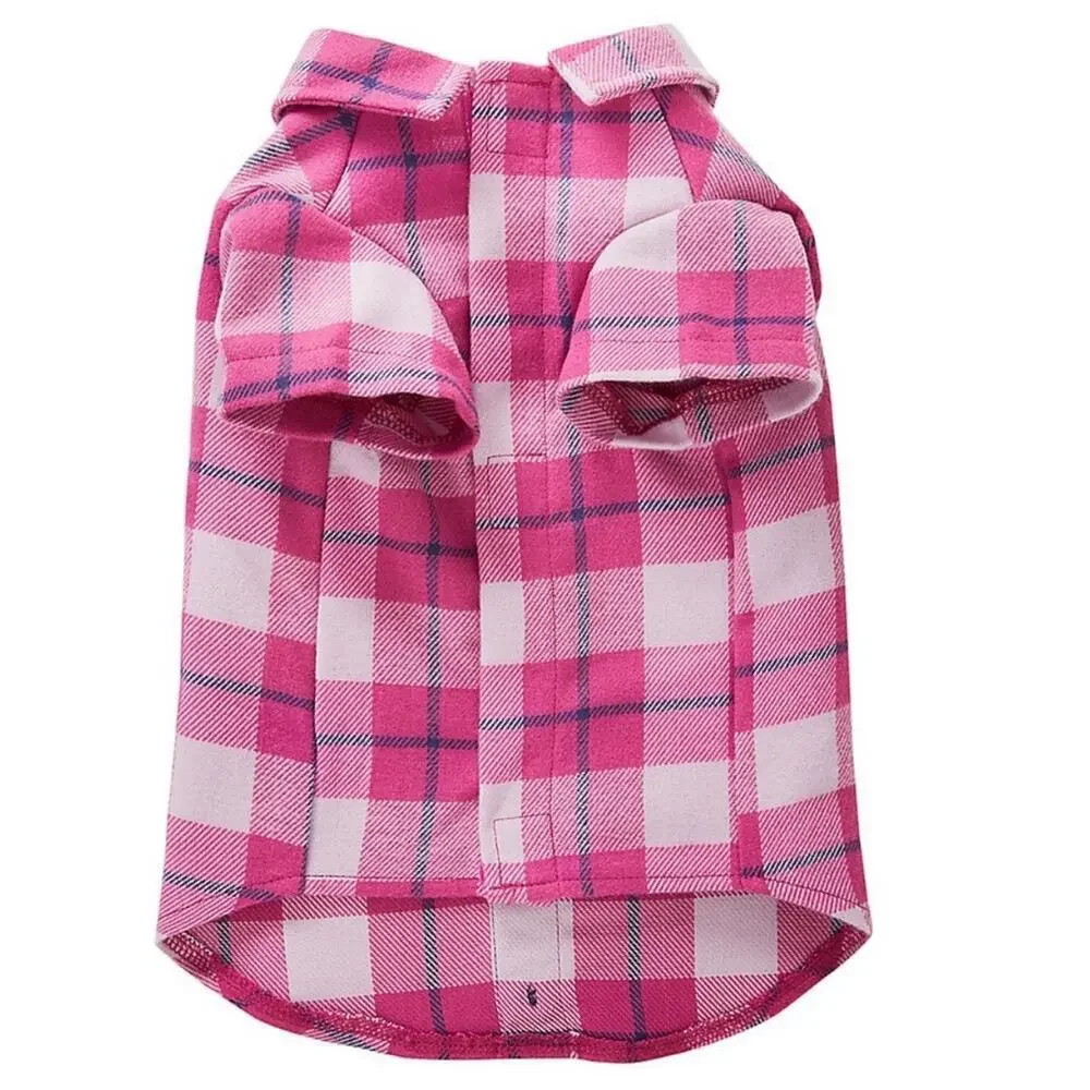 Top Paw® Plaid Print Dog Shacket Shirt Fuchsia - XL